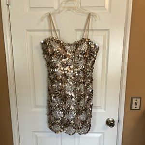 SHERRI HILL NUDE AND GOLD MINI